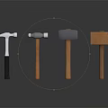 Hardware Tools Collection Of Various Hammers With Wooden Handles And Metal Heads