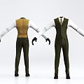 Classic Men's Vest and Trousers Formal Wear with Buttoned Design and Tailored Fit