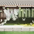 Traditional Photo Spot With Tile Roof Butterfly Decorations Green Plants And White Flowers