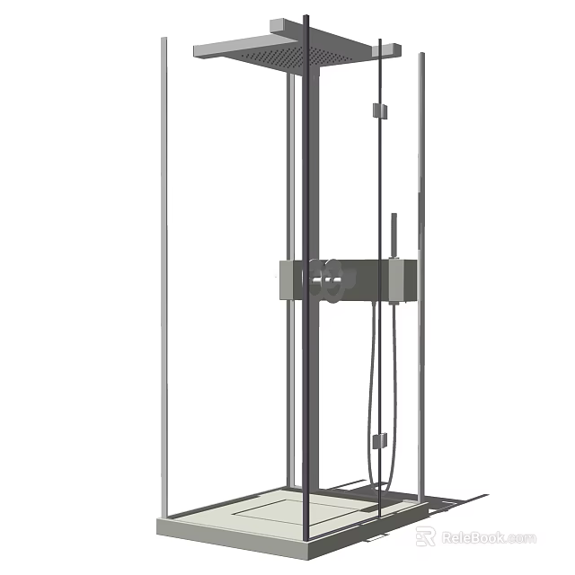 Shower Sauna Modern Design with Glass Enclosure Steam Function and Control Panel 3d model 