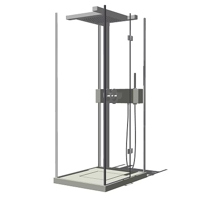 Shower Sauna Modern Design with Glass Enclosure Steam Function and Control Panel 3d model