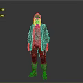 Post Apocalyptic Character Outfit With Hooded Brown Coat Mask Patched Pants And Brown Boots