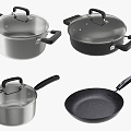 Kitchen Ware Pot Steamer Wok Iron Pan 3d model