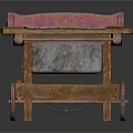 Vintage Wooden Wheelbarrow With Metal Tray Soil Red Handles And Wheels