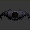 Game Character in Dark Outfit with Cap Mask Belt Gloves Standing Pose