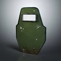 Tactical Green Military Shield With Observation Window And Worn Metal Surface