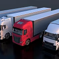 Modern Functional Cargo Trucks With Various Colors Cab And Trailer Design 3d model
