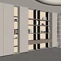 Modern Decorative Cabinet With Open Shelves Drawers And Ornaments In Living Room Interior Design