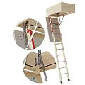 Retractable Attic Stairs Featuring Wooden Structure And Metal Spring Mechanism Design