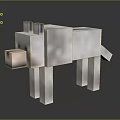 Pixel Art Sheep 3D Model With Blocky Design And Smooth Surface Reflection 3d model
