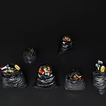 Black Trash Bags Filled With Various Garbage And Waste Items 3d model