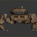 Futuristic Rustic Armored Mech Tank With Quadruped Legs And Cannon Structure