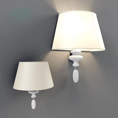 Modern White Wall Lamps With Light Shades Mounted On Grey Wall 3d model