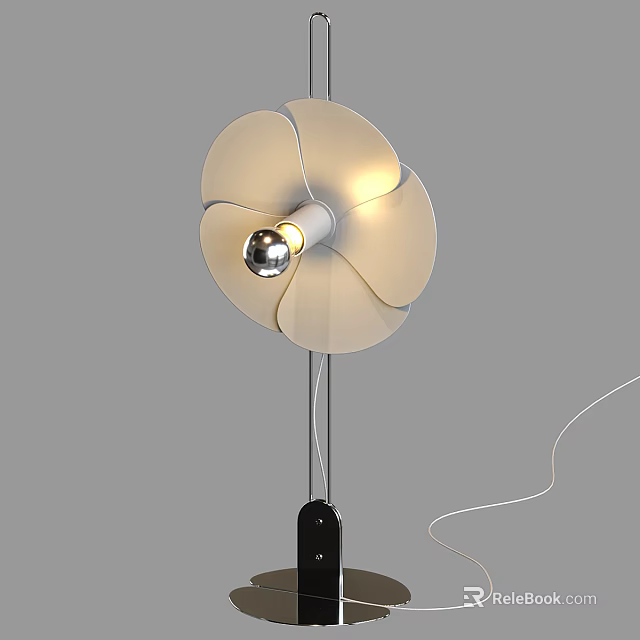 Modern Floor Lamp With Petal Shaped Shade And Exposed Bulb Design 3d model 