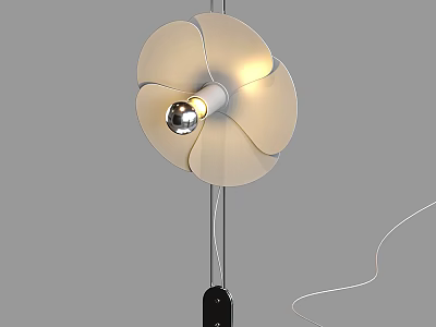 Modern Floor Lamp With Petal Shaped Shade And Exposed Bulb Design 3d model
