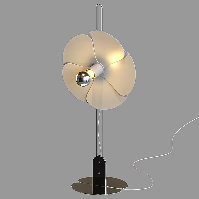 Modern Floor Lamp With Petal Shaped Shade And Exposed Bulb Design 3d model