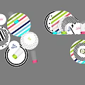 Colorful Dinnerware Set With Striped Polka Dot Plates And Clear Glasses For Table Setting