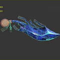 Fantasy Glowing Sword With Blue Luminous Blade And Transparent Orb