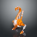 Orange Mechanical Dinosaur Game Movie Character With Long Neck Translucent Parts