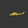 Yellow Helicopter With Main Rotors And Fuselage On Dark Surface Reflection