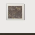 Framed Abstract Painting With Brown Beige Leaf Patterns And Intricate Lines 3d model