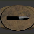 Traditional Weapon Knife With Metal Serrated Blade Red Wooden Handle And Metal Base Decoration