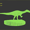 Yellow Dinosaur Model Standing on Red Wooden Base with Detailed Texture 3d model