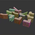 Natural Moss Covered Stone Building Blocks With Cubic And Irregular Shapes