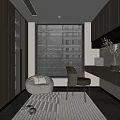 Modern Study Room Interior With Built in Bookshelves Desk Bean Bag Chair And White Blinds