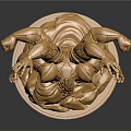 Golden Multi Armed Muscular Character Statue With Mythical Creature Design And Detailed Base