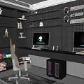 Modern Entertainment Room With Alienware Monitors Gaming Chair Snacks Purple Lighting And Gaming Accessories