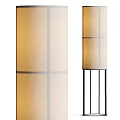 Modern Floor Lamp With Beige Linen Shade Cross Lines And Black Metal Stand