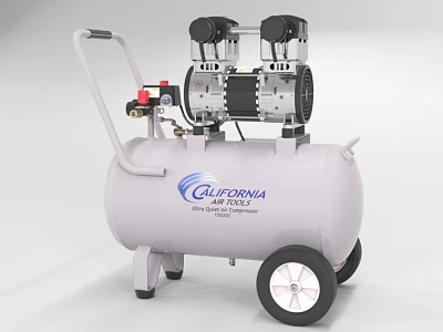 Industrial Air Compressor With Dual Cylinder And Portable Wheels By California Tools 3d model