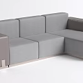 Gray Fabric Sectional Sofa With Modern Minimalist Design And Multi Seat Structure 3d model