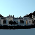 Chinese Style Detached Villa With Traditional Roof And Waterfront Garden Landscape