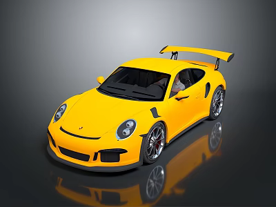 Yellow High Performance Sports Car With Aerodynamic Design Rear Spoiler And Sleek Body 3d model