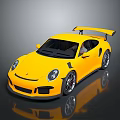 Yellow High Performance Sports Car With Aerodynamic Design Rear Spoiler And Sleek Body