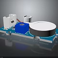 Electronic Module Circuit Board With Blue Square Part And White Cylindrical Component 3d model