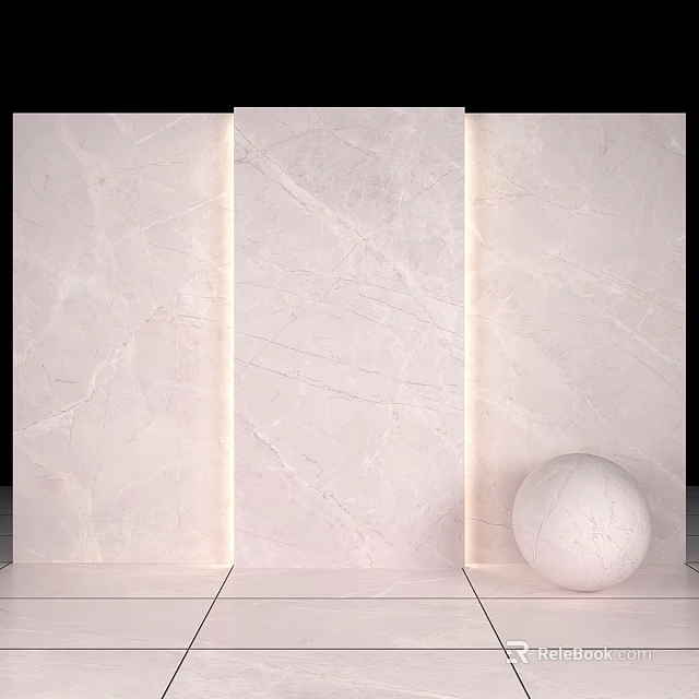 Marble Wall Components With LED Lighting And Decorative Sphere Design 3d model 