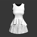 Elegant White Sleeveless Dress With Ruffled Hem And Fitted Waist