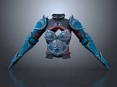 Decorative Fantasy Armor With Blue Silver Design Shoulder Arm Guards And Chest Ornament Detailed Elements 3d model