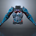 Decorative Fantasy Armor With Blue Silver Design Shoulder Arm Guards And Chest Ornament Detailed Elements