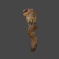 Game Movie Monster Character With Brown Skin Large Horns Sharp Teeth And Muscular Body