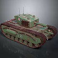 Green Military Tank With Dual Antennas Side Number VII Heavy Tracks And Main Cannon