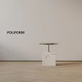 POLIFORM Modern Side Table With Circular Metal Top And Marble Base 3d model