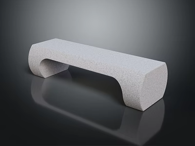 Modern Minimalist Stone Outdoor Bench With Curved Support And Gray Textured Surface 3d model