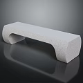 Modern Minimalist Stone Outdoor Bench With Curved Support And Gray Textured Surface