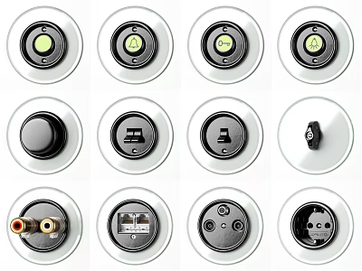 Various Functional Switch Panels With Indicator Knob Socket And Network Interface Design 3d model
