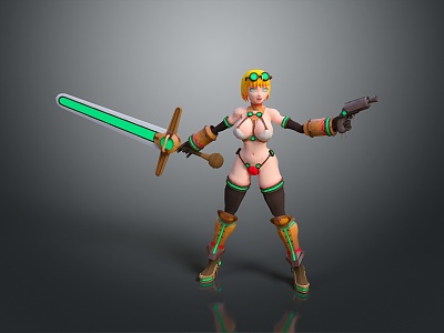 Modern game character female warrior cartoon female warrior anime female warrior model