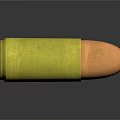 Shiny Metallic Bullet With Golden Copper Finish On Dark Reflective Surface